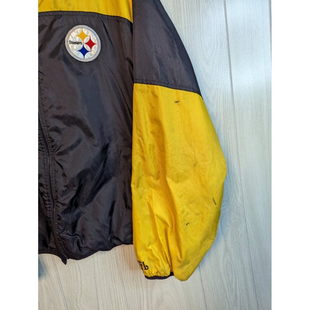 Distressed Pittsburgh Steelers Pullover Windbreaker NFL Men's 2XL Reversible - Picture 8 of 13
